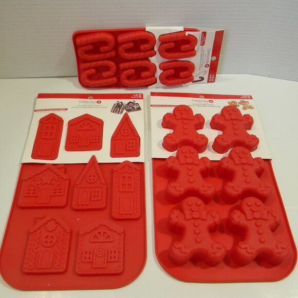 Candy Ice Chocolate Molds Christmas Fall Gingerbread Pumpkin Snowflakes NEW - Picture 3 of 3
